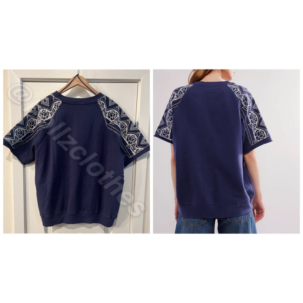 Free People Rose Embroidered Sweatshirt 25 - Picture 8 of 10